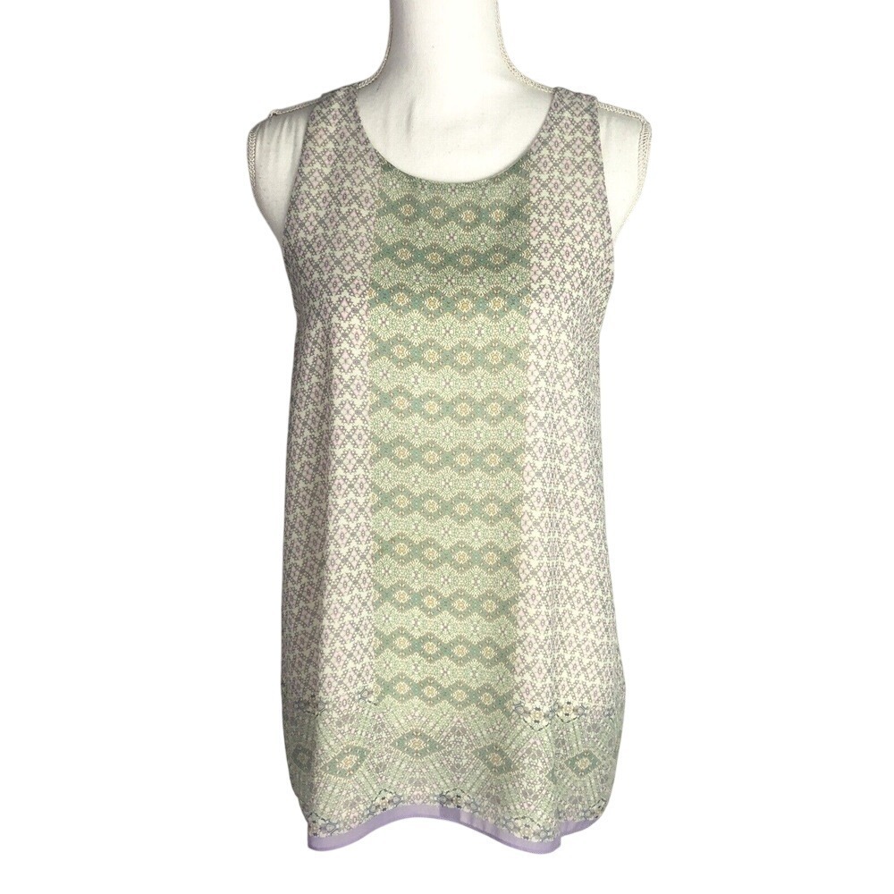 Max Studio Bohemian‎ Colorful Scoop Neck Sleeveless Top Blouse Size M Geometric